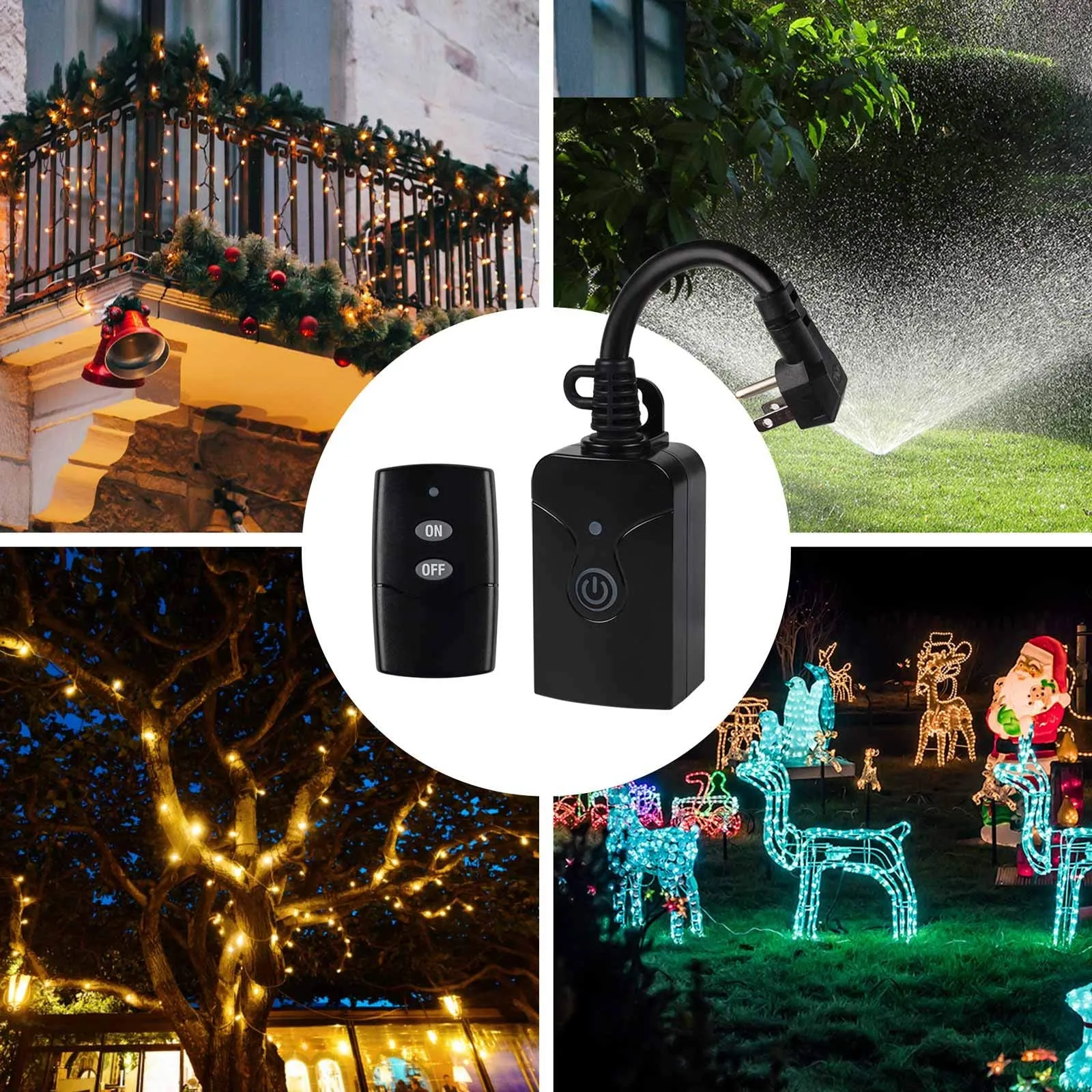 Outdoor Wireless Remote Control 3-Prong Outlet Weatherproof Heavy Duty Compact BN-LINK