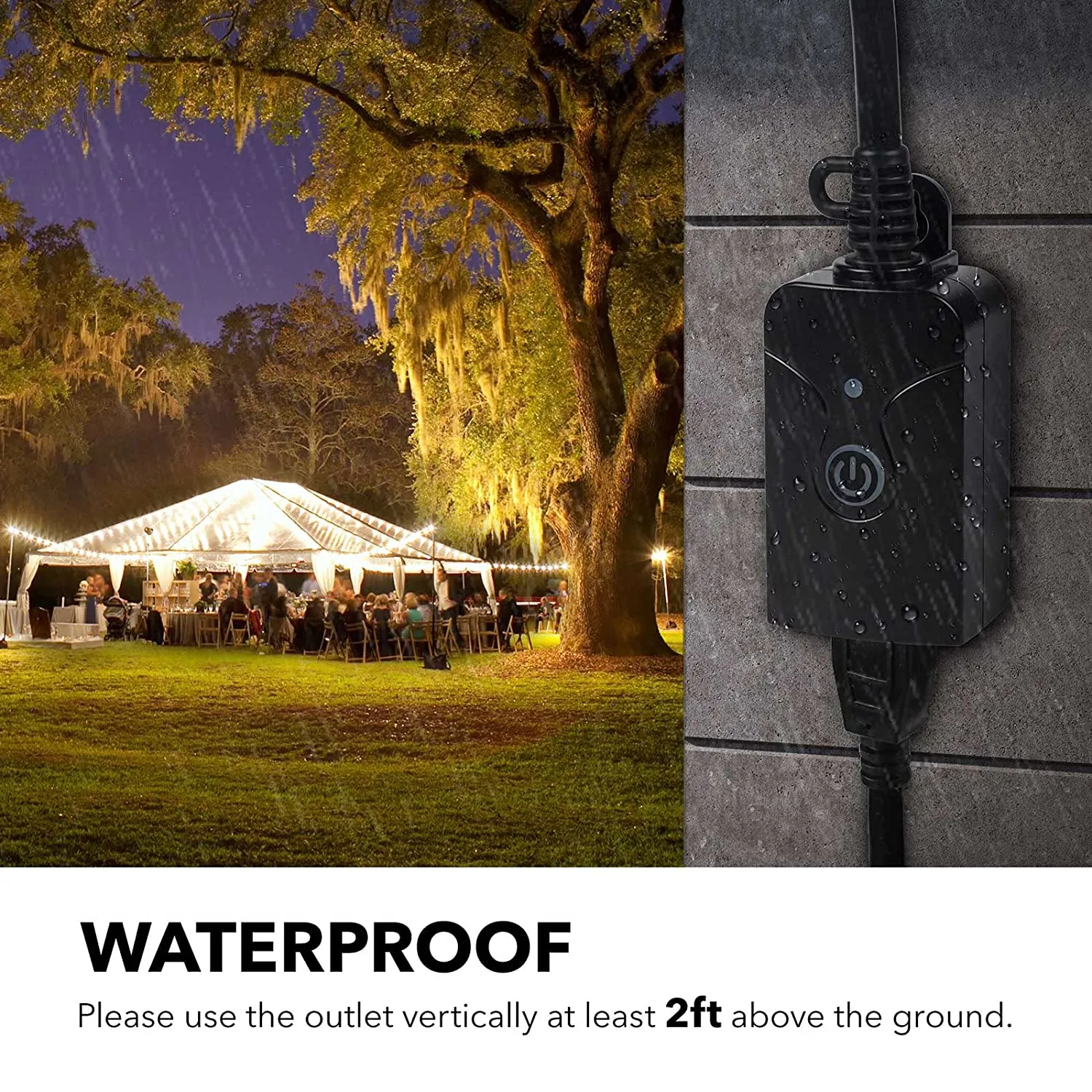 Outdoor Wireless Remote Control 3-Prong Outlet Weatherproof Heavy Duty Compact BN-LINK