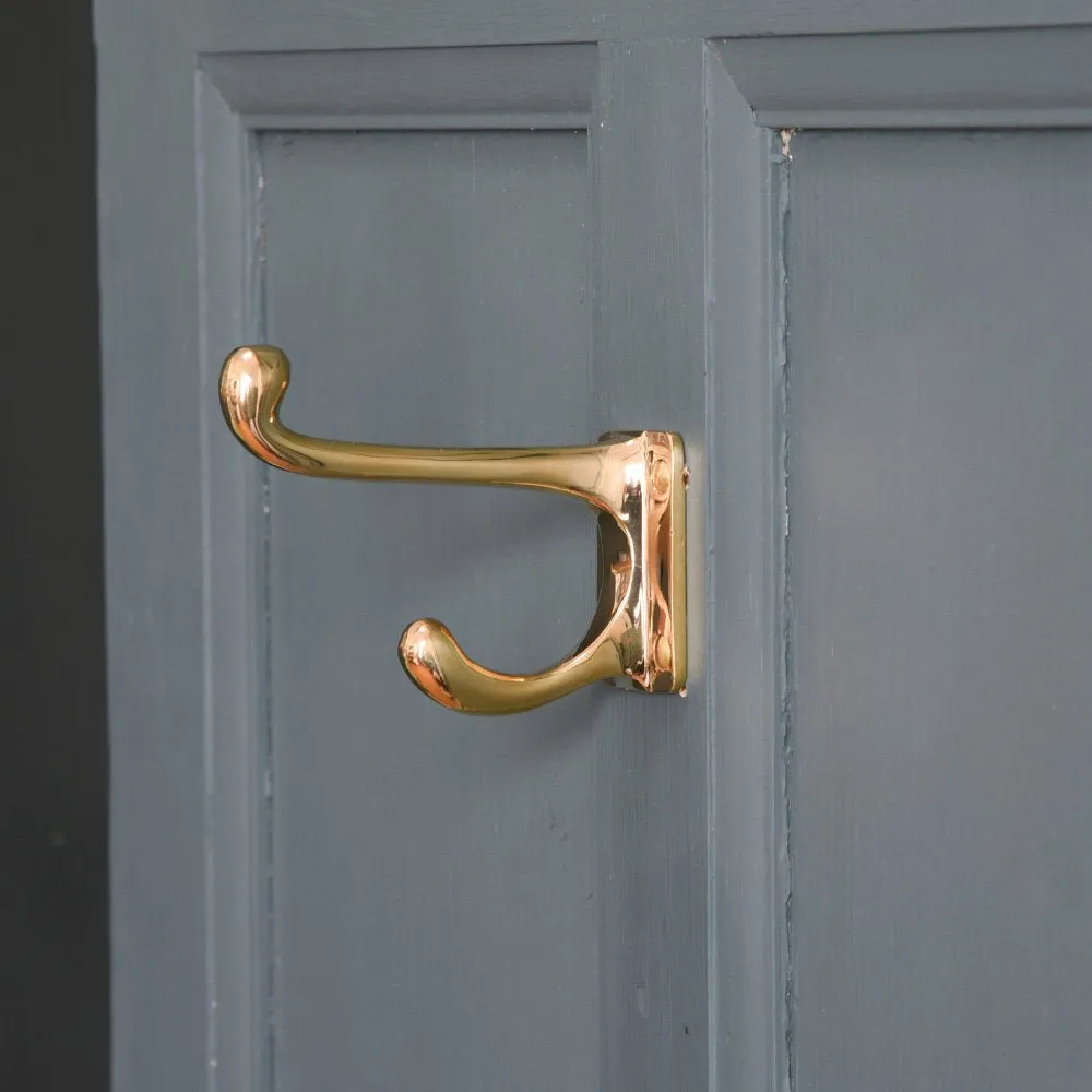 Polished Brass Double Coat Hook