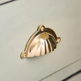 Polished Brass Scalloped Hooded Drawer Handle