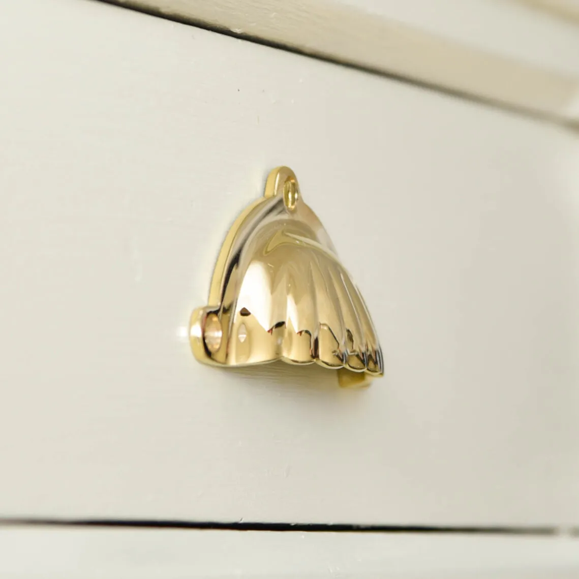 Polished Brass Scalloped Hooded Drawer Handle