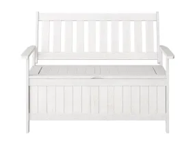 Washed White Wooden Storage Bench