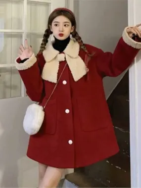 Winter Christmas Warm Loose Red Fashion Thick New Coat