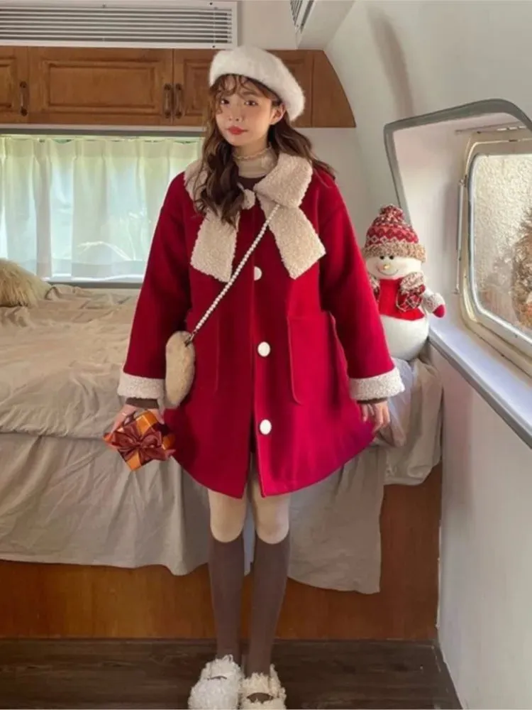 Winter Christmas Warm Loose Red Fashion Thick New Coat