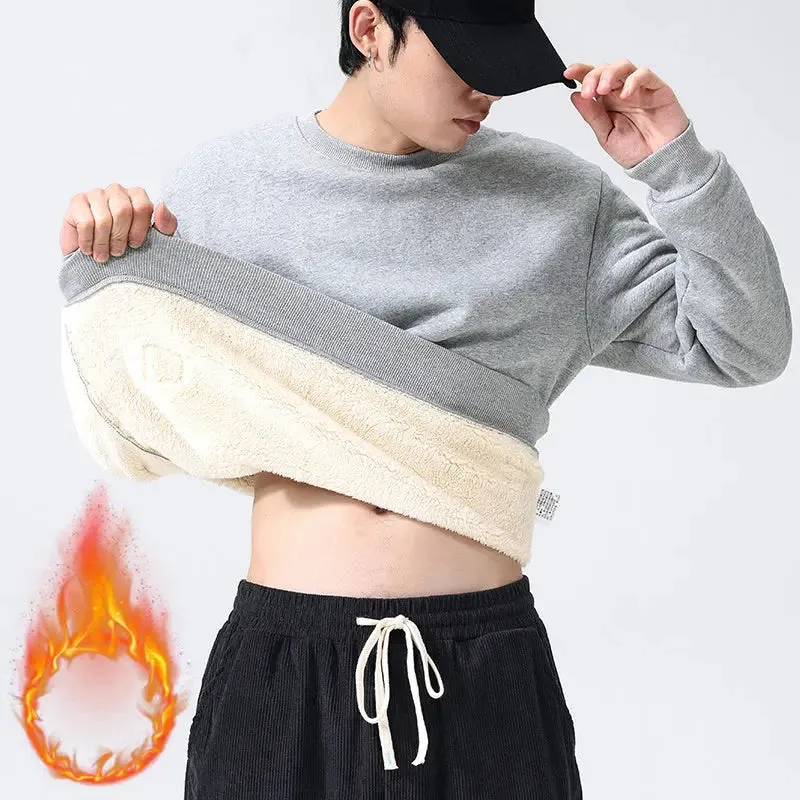 Winter Fleece Sweatshirt Warm Round Neck Pullover sweatshirt